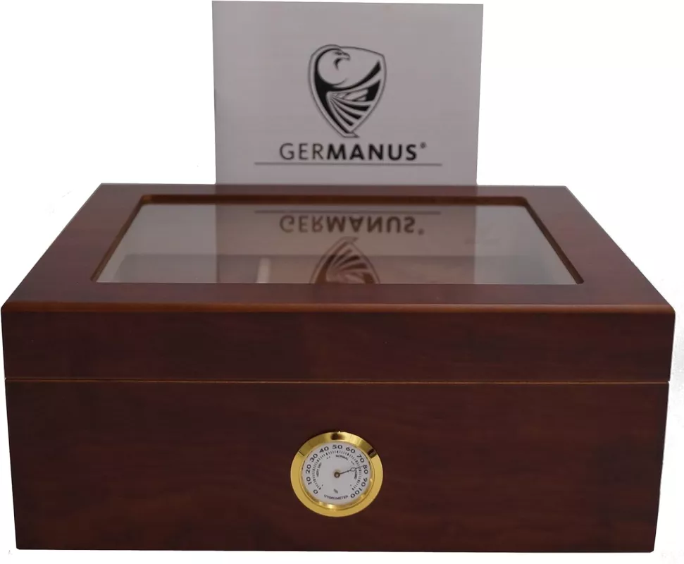 Humidor na doutníky GERMANUS Klasik na 50ks,varianty: - Hnědý-sklo