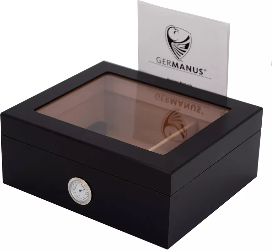 Humidor na doutníky GERMANUS Klasik na 50ks,varianty: - Černý-sklo