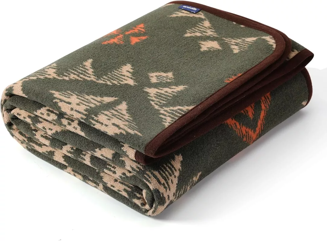 Vlněná, luxusní merino deka ACUSHLA 160x200cm, varianty: - Navajo vzor zelená Vlněná, luxusní merino deka ACUSHLA 160x200cm, varianty: - Navajo vzor zelená