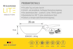 Wok DIAMOND LITE s odnímatelnou rukojetí, varianty: WOLL